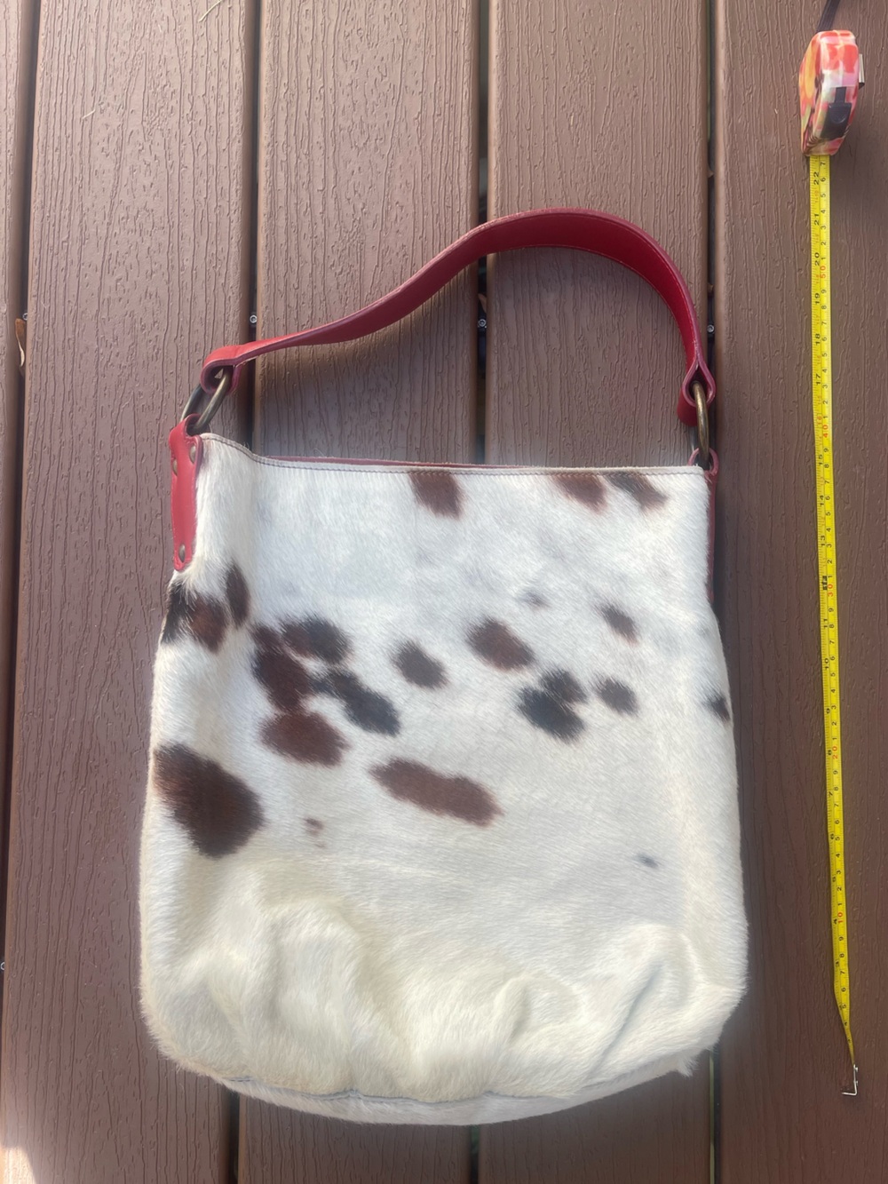 Maurizo Taiuti Cowhide Shoulder Bag with Red Leather Trim